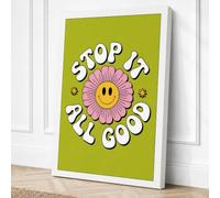 Stop It All Good Retro Canvas Wall Art Print 18x12 Inch | Ready to Hang, Gallery Wrapped, Fade-Resistant Inks, Securely Packaged, UK Made