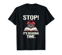 Stop! It's Reading Time - Retro Literature Clock Book Design T-Shirt