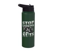 Stop Looking At My Nuts Funny Mechanic Stainless Steel Insulated Water Bottle