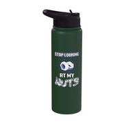Stop Looking At My Nuts Funny Mechanic Stainless Steel Insulated Water Bottle