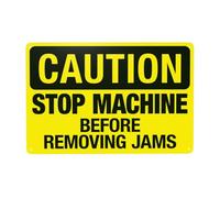 Stop Machine Before Removing Jams Metal Warning Sign with Easy Install for Indoor Outdoor Security, Business Office Home Garden Street Decor 30 x 20 cm