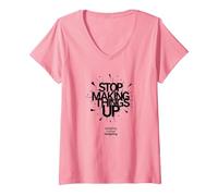 Stop Making Things Up: Gaslighting is Not Real V-Neck T-Shirt, Women, Pink, L