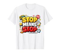 Stop Means Stop School Bus Driver Safety Awareness Pocket Value Graphic T-Shirt, Men, White, M