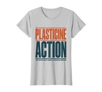 Stop Motion Artist Anti AI Plasticine Action Support Humans T-Shirt, Women, Silver Grey, XX-Large