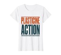Stop Motion Artist Anti AI Plasticine Action Support Humans T-Shirt, Women, White, Large