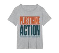 Stop Motion Artist Anti AI Plasticine Action Support Humans T-Shirt, Women's Plus, Heather Grey, 1X