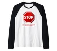 Stop - No Man Comes to The Father John 14:6 Warning Sign Raglan Baseball Tee