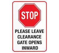 Stop Please Leave Clearance Gate Opens Inward Outdoor Signs Warning Metal Sign Vintage Wall Decor for Home Farm Shop Club Decoration 8x12 Inch