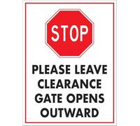 Stop Please Leave Clearance Gate Opens Outward Metal Sign Aluminum Warning Tin Signs For Outdoor Business Yard Lawn Farmhouse Garden Patio Wall Decor 8x12 Inch