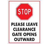 Stop Please Leave Clearance Gate Opens Outward Sign Metal Tin Sign12x16 Inches Caution Danger Safety Security Warning Notice Signs