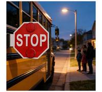 Stop Sign for School Bus - LED Blinking Traffic Warning Sign, Engineer Grade Reflective Film, High Visibility, DC 12V/24V, for Bus Lane, Pack of 1