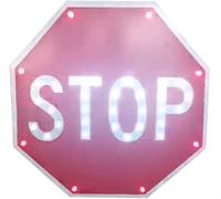 Stop Sign Solar Powered LED Flashing Stop Sign, Aluminum Octagon Road Traffic Blinking Warning Signs Weatherproof for Outdoor Traffic Control, High Visibility