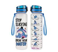 Stop Slacking Drink Your Water 32 Oz Water Track Bottle, Donkey Water Bottle With Time Marker, Movie Water Bottles, Motivational Insulated Water Bottle, Blue