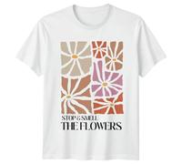 Stop & Smell The Flowers Nature Flowers Graphic T Shirt Mens Womens Unisex Tee Floral Design 4XL White