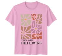 Stop & Smell The Flowers Nature Flowers Graphic T Shirt Mens Womens Unisex Tee Floral Design S Light Pink