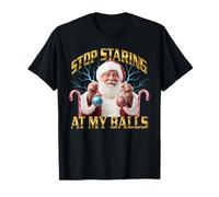Stop Staring at My Balls Y2K Bootleg Rude Christmas Party T-Shirt