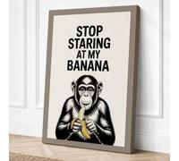 Stop Staring at My Banana Canvas Wall Art Print 18x12 Inch