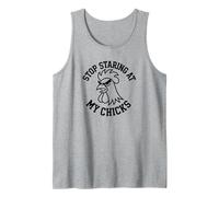 Stop Staring at My Chicks Funny Rooster Vintage Farm Farmer Tank Top