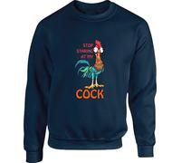 Stop Staring At My Cock Funny Meme Offensive Jumper Roaster Chicken Sarcastic Rude Novelty Double Meaning Joke Gift For GF/BF Gift For Friends Birthday Xmas Unisex Top (XL, Navy)
