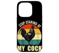 Stop Staring At My Cock Rooster Inappropriate Rude Joke Men Case for iPhone 14 Pro