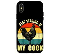 Stop Staring At My Cock Rooster Inappropriate Rude Joke Men Case for iPhone X/XS