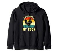 Stop Staring At My Cock Rooster Inappropriate Rude Joke Men Zip Hoodie