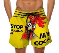Stop Staring at My Cock Shorts Funny Rooster Pattern Summer Bottom Spoof Digital Printing Shorts