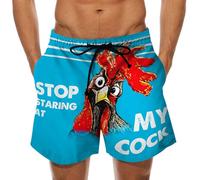 Stop Staring at My Cock Shorts Funny Rooster Pattern Summer Bottom Spoof Digital Printing Shorts
