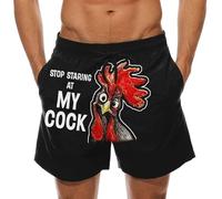 Stop Staring at My Cock Shorts Funny Rooster Pattern Summer Bottom Spoof Digital Printing Shorts