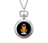 Stop Staring at My Package Vintage Pocket Watch Alloy Pendant Watches Necklace Gift for Men Women Silver-Style