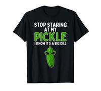 Stop Staring At My Pickle I Know It's A Big Dill, Halloween Value Graphic T-Shirt, Men, Black, XL