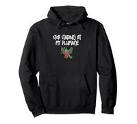 Stop Staring At My Plumage Funny Painted Bunting For Birders Pullover Hoodie