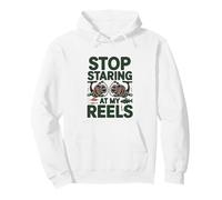 Stop Staring at My Reels Funny Womens Fishing Angler Pullover Hoodie
