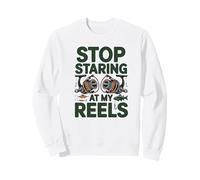 Stop Staring at My Reels Funny Womens Fishing Angler Sweatshirt