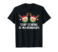 Stop Staring At My Reindeers Boobs Funny Women Christmas Gag T-Shirt