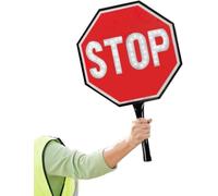 STOP STOP Paddle - Double-Sided Reflective Stop Sign with Handle, Flashing Traffic Control Sign, Rechargeable for Road Construction, School Crossing, Parking Lot