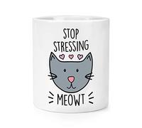 Stop Stressing Meowt Cat Makeup Brush Pencil Pot
