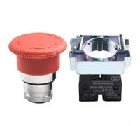 Stop Switch 22mm Mushroom Head Push Button, 10A 600V AC Rotary Reset Locking, IP66 Red Panel Mount for Industrial Machine Tools