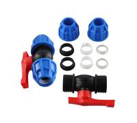 Stop Tap Valve 20mm 25mm 32mm PE Ball Valve Water Pipe Compression End Fitting for Irrigation Systems, Black and Blue, High-Quality Plastic, Leak-Proof Connection, for PE/PVC/PPR Pipes(25mm)