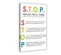 Stop Technology to Relieve Stress And Anxiety Mental Health Poster Calm Down Canvas Poster Wall Art Decor Print Picture Paintings for Living Room Bedroom Decoration 12x18inch(30x45cm)