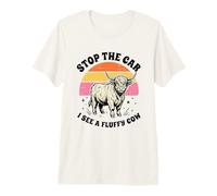 Stop the Car I See a Fluffy Cow Retro Highland Cow Premium T-Shirt