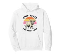 Stop the Car I See a Fluffy Cow Retro Highland Cow Pullover Hoodie