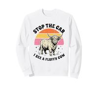 Stop the Car I See a Fluffy Cow Retro Highland Cow Sweatshirt
