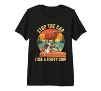 Stop The Car I See Fluffy Cow Highland Cow Dairy Cow Farmer Premium T-Shirt