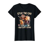 Stop The Car I See Fluffy Cows Highland Cow Breeder T-Shirt
