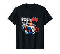 Stop The Drip Plumber Pipe Pun Superhero Graphic T-Shirt