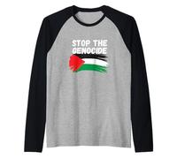 Stop The Genocide Flag Raglan Baseball Tee