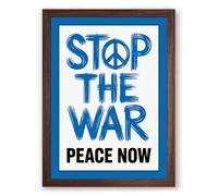 Stop The War Typography Framed Wall Art Print A4 (29.7×21cm) Walnut, Wall Decor for Living Room, Bedroom, Office & Home, Ready to Hang, Art Gift