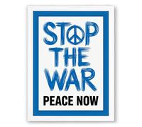 Stop The War Typography Framed Wall Art Print A4 (29.7×21cm) White, Wall Decor for Living Room, Bedroom, Office & Home, Ready to Hang, Art Gift