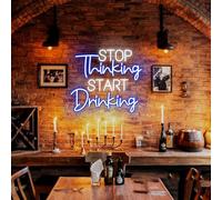 Stop Thinking Start Drinking Neon Sign, Custom Home Bar Quote LED Neon Light Wall Decor Wedding Birthday Party Plub Decoration Gift for Dad